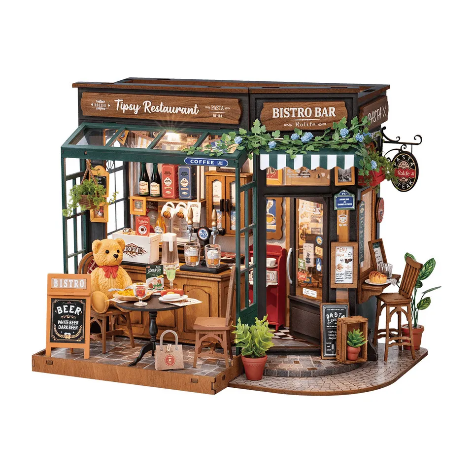 robotime-dg167-tipsy-restaurant-miniaturhaus-rolife image 1