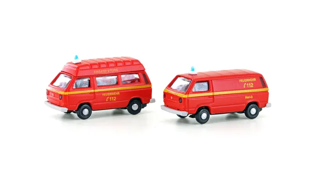 hobbytrain-vw-t3-modellautos-2er-set-feuerwehr image 1