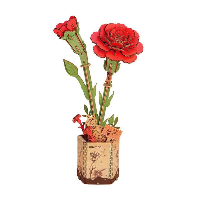 rowood-tw052-rote-nelke-holzblume-bausatz image 1