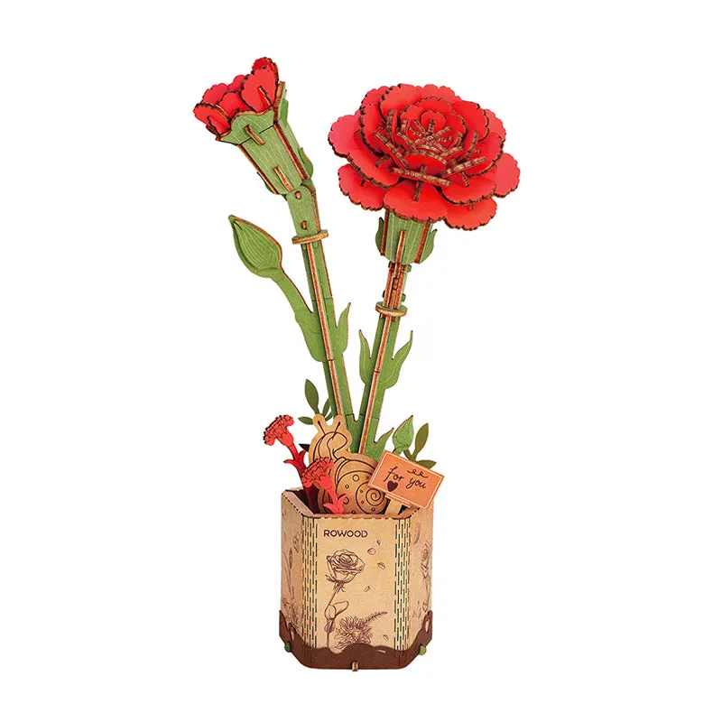 rowood-tw052-rote-nelke-holzblume-bausatz image 1