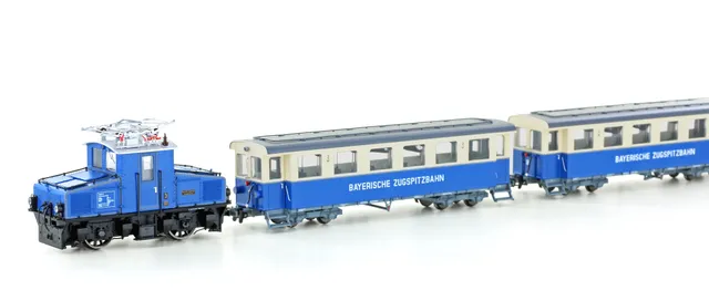 hobbytrain-zugspitzbahn-tal-lok-mit-2-personenwagen-h0m-ep-v image 1