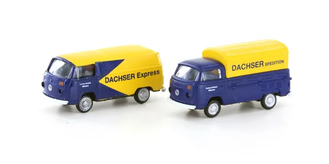 hobbytrain-vw-t2-2er-set-dachser-modellauto-transporter image 1