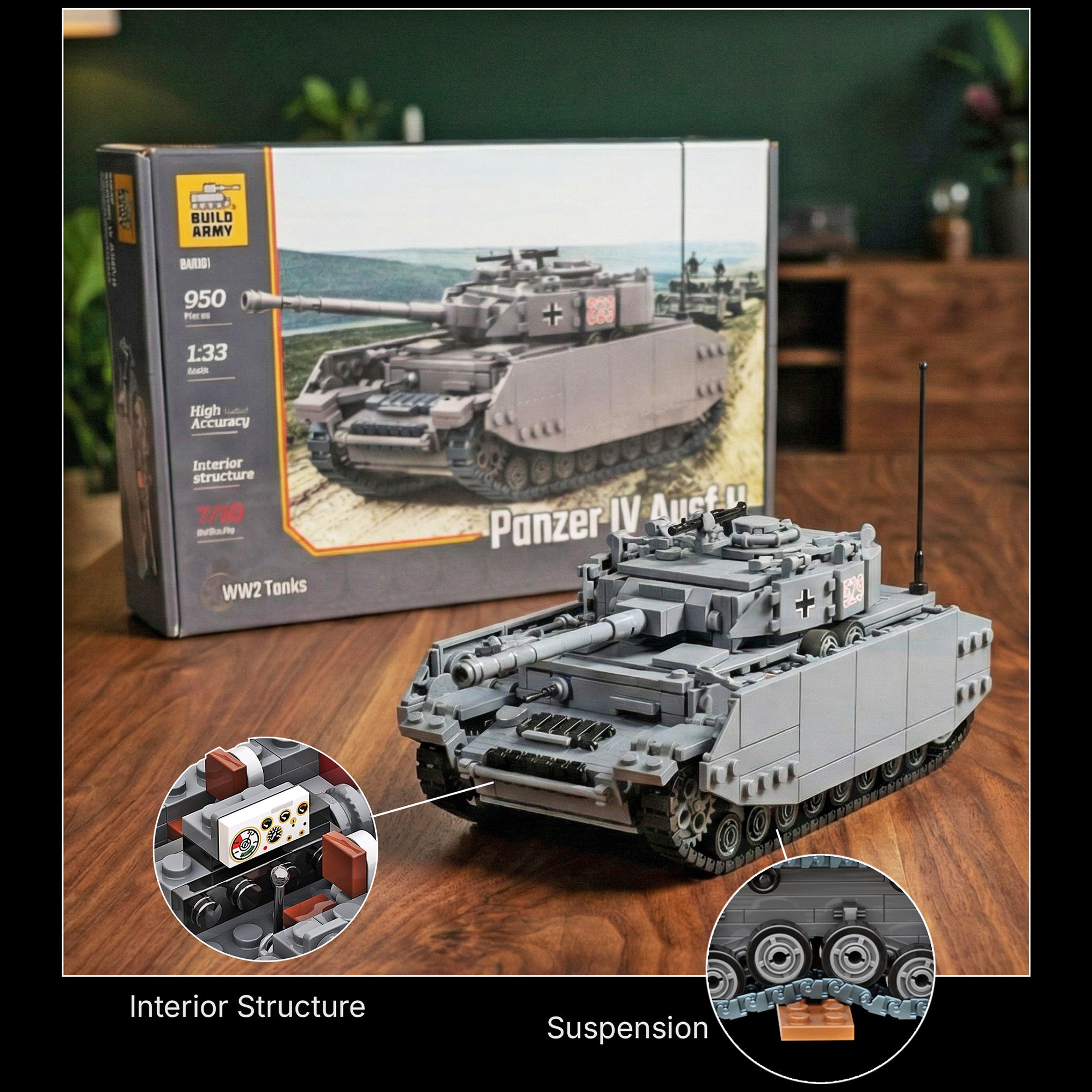 build-army-ba0161-panzer-iv-ausf-h-panzermodell-1-33-mit-interieur image 3