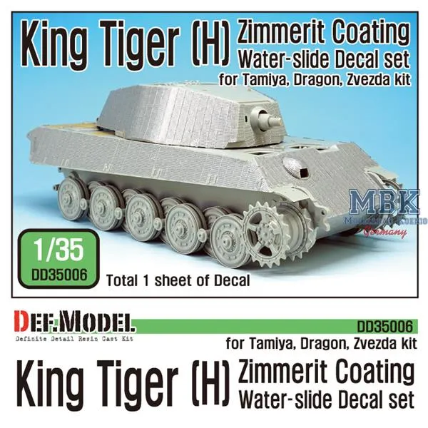 def-model-dd35006-king-tiger-zimmerit-decals-1-35 image 1