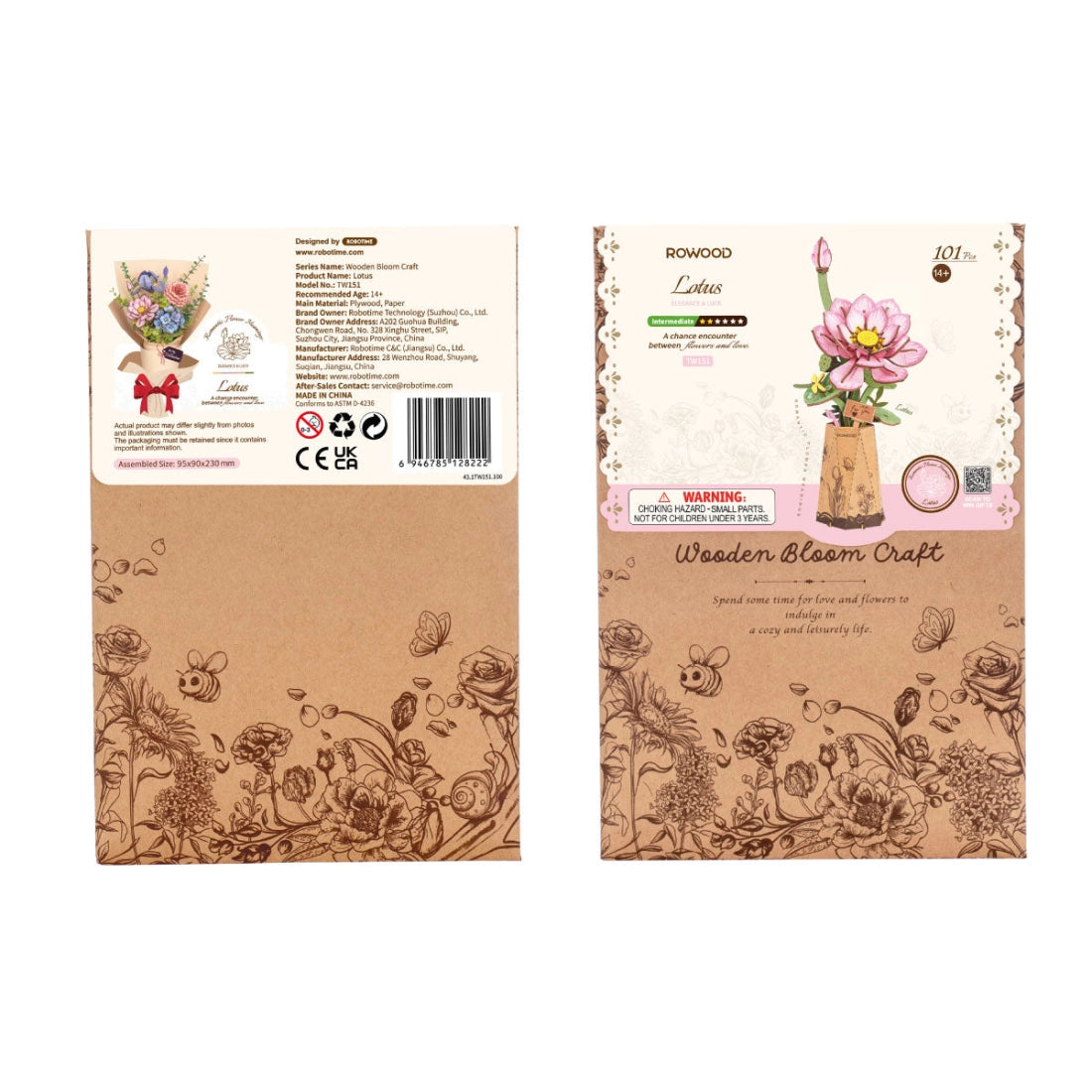 rowood-tw151-holzblumen-pink-lotus-strau-bausatz image 2