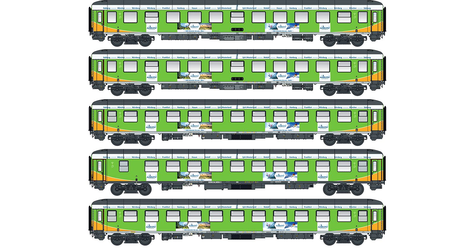 hobbytrain-bvcmz-bvcmbz-alpen-sylt-express-personenwagen-5er-set-ep-vi image 1