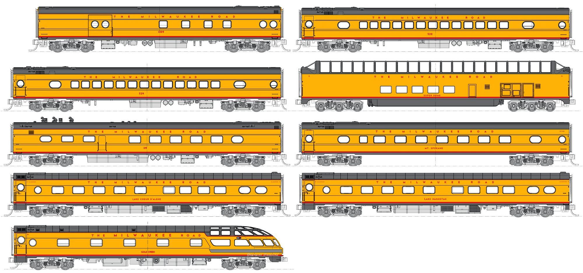 hobbytrain-personenwagen-milwaukee-hiawatha-9er-set image 1