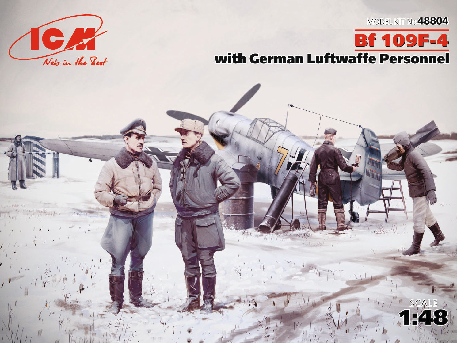 icm-48804-bf-109f-4-modellbausatz-1-48-mit-luftwaffe-figuren image 1