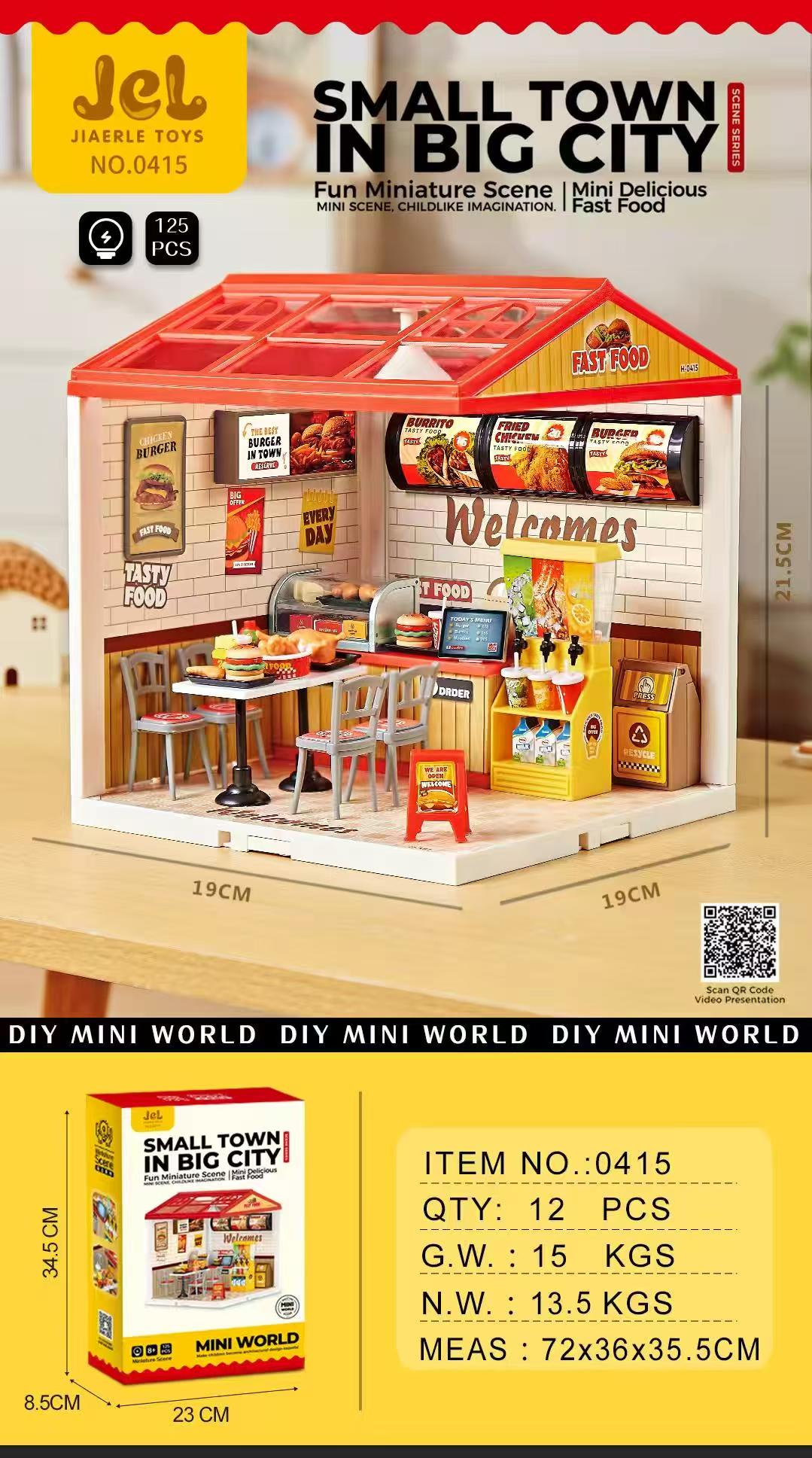jiaerle-toys-jel-0415-miniaturhaus-fast-food-diorama-125-teile image 1