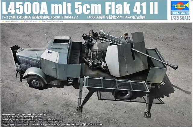 trumpeter-09594-l4500a-flak-5cm-milit-r-lkw-1-35-bausatz image 1