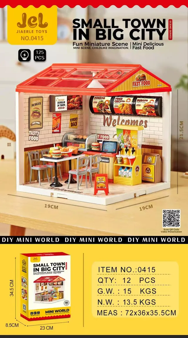 jiaerle-toys-jel-0415-miniaturhaus-fast-food-diorama-125-teile image 1