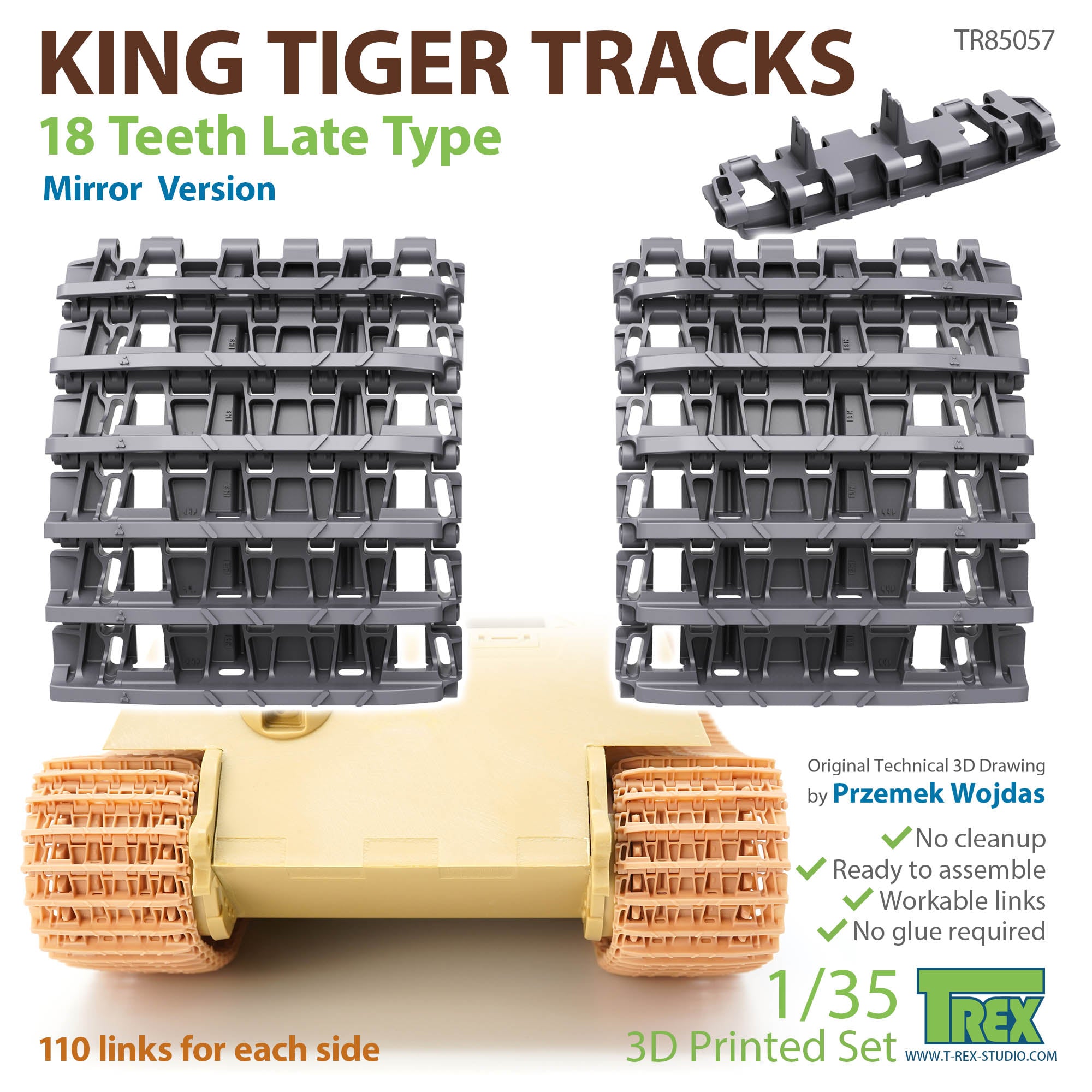 t-rex-add-on-parts-85057-king-tiger-gleisketten-1-35-18-z-hne-sp-t image 1