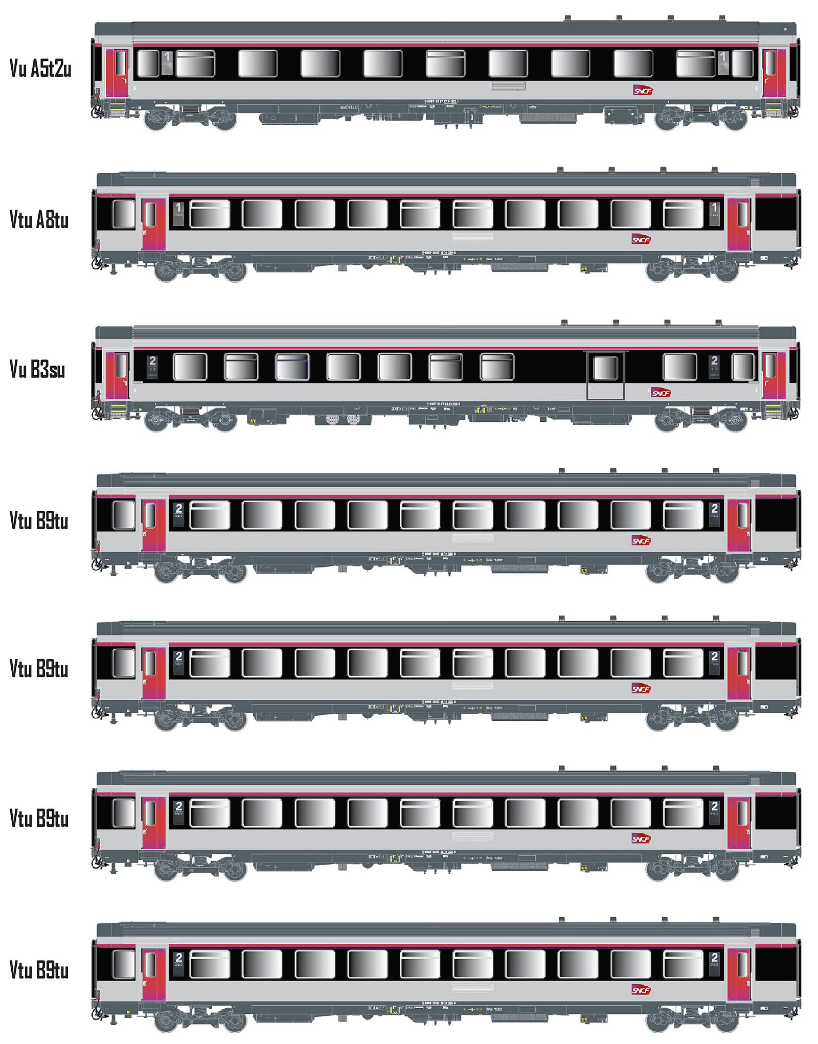 hobbytrain-vtu-sncf-personenwagen-7er-set-teoz-beleuchtung image 1