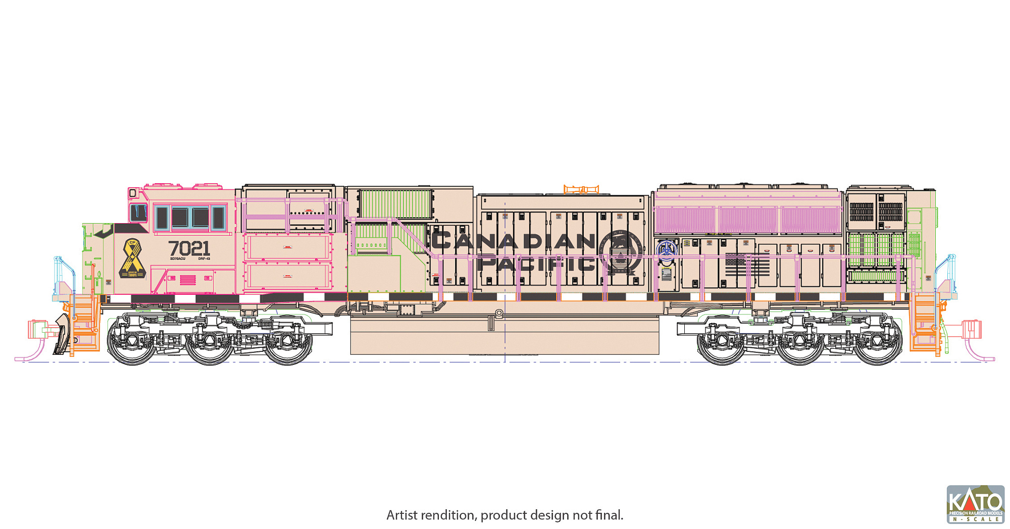 hobbytrain-diesellok-emd-sd70acu-cp-7021-military-beige image 1