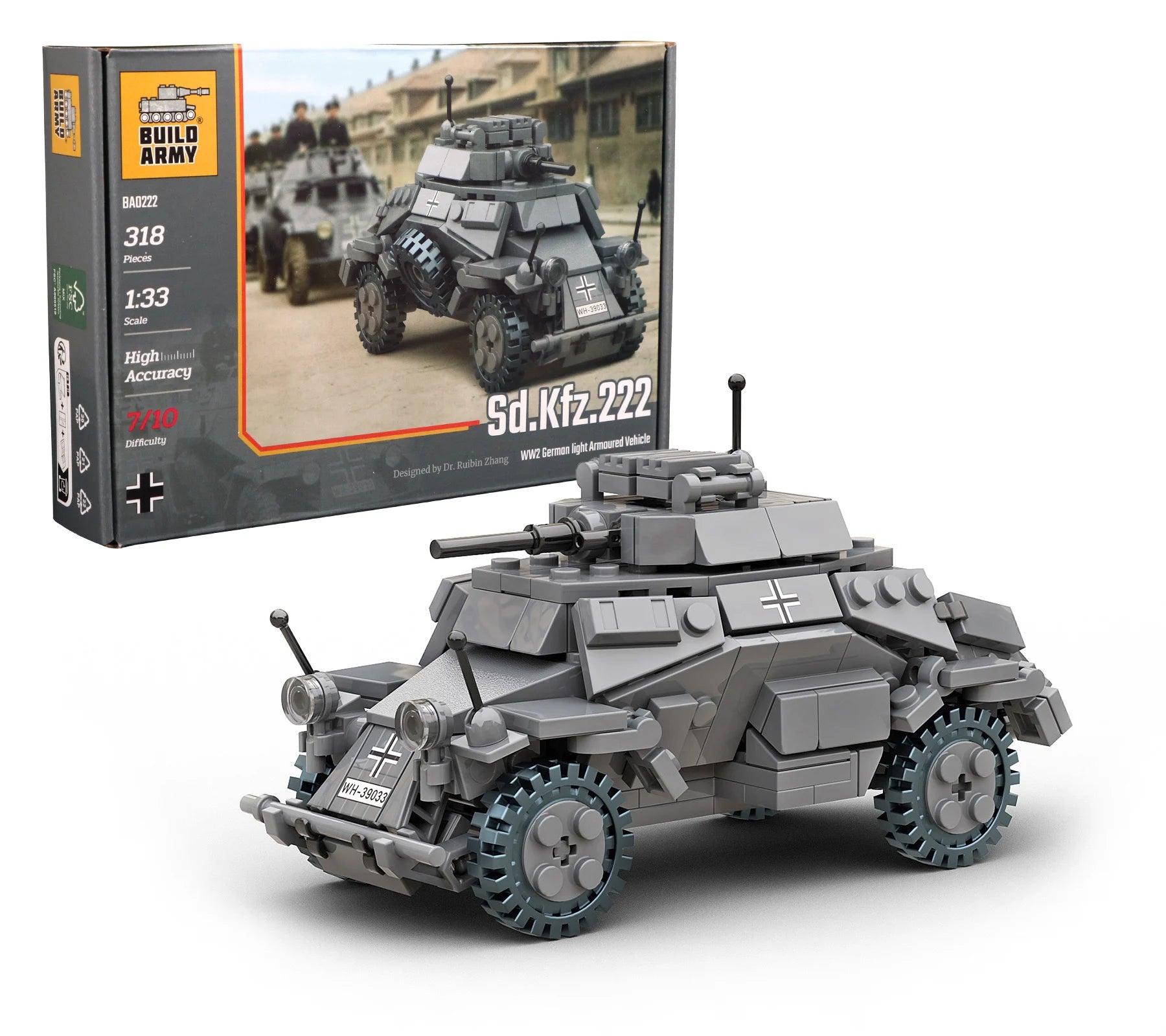 build-army-ba0222-sd-kfz-222-klemmbausteine-318-teile-ww2 image 1