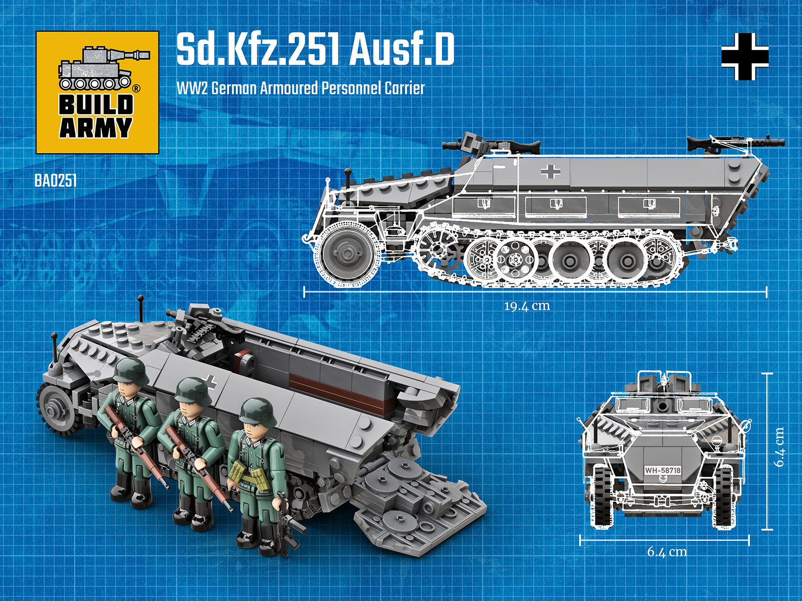 build-army-ba0251-sd-kfz-251-ausf-d-klemmbaustein-ww2 image 4