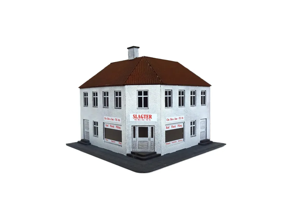 hobbytrade-danske-byhuse-ht-87201-eckhaus-modellhaus-wei-er-putz image 1