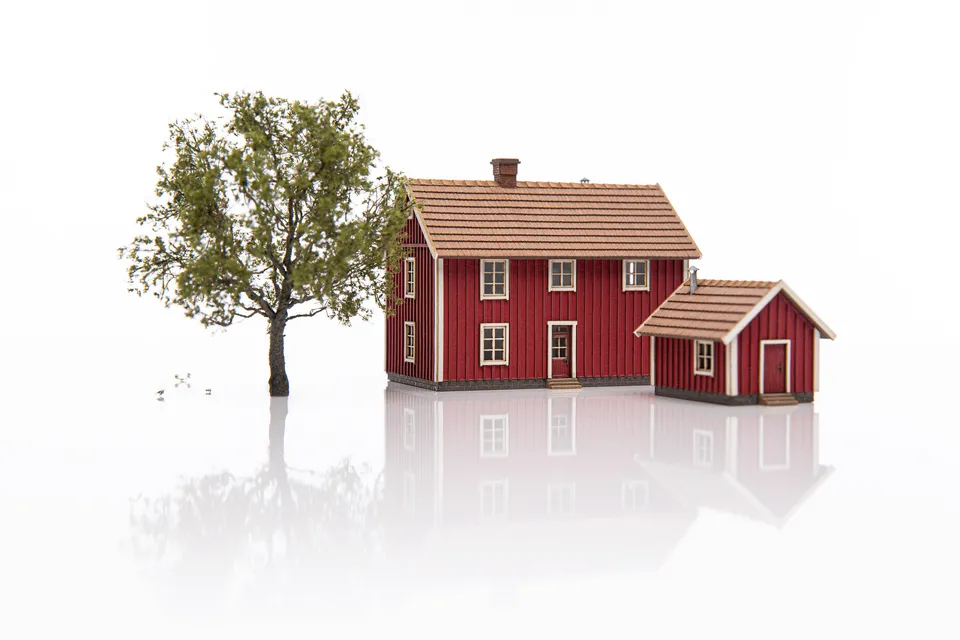 hobbytrain-lyngstad-gard-geb-udebausatz-falunrot-lasercut image 1