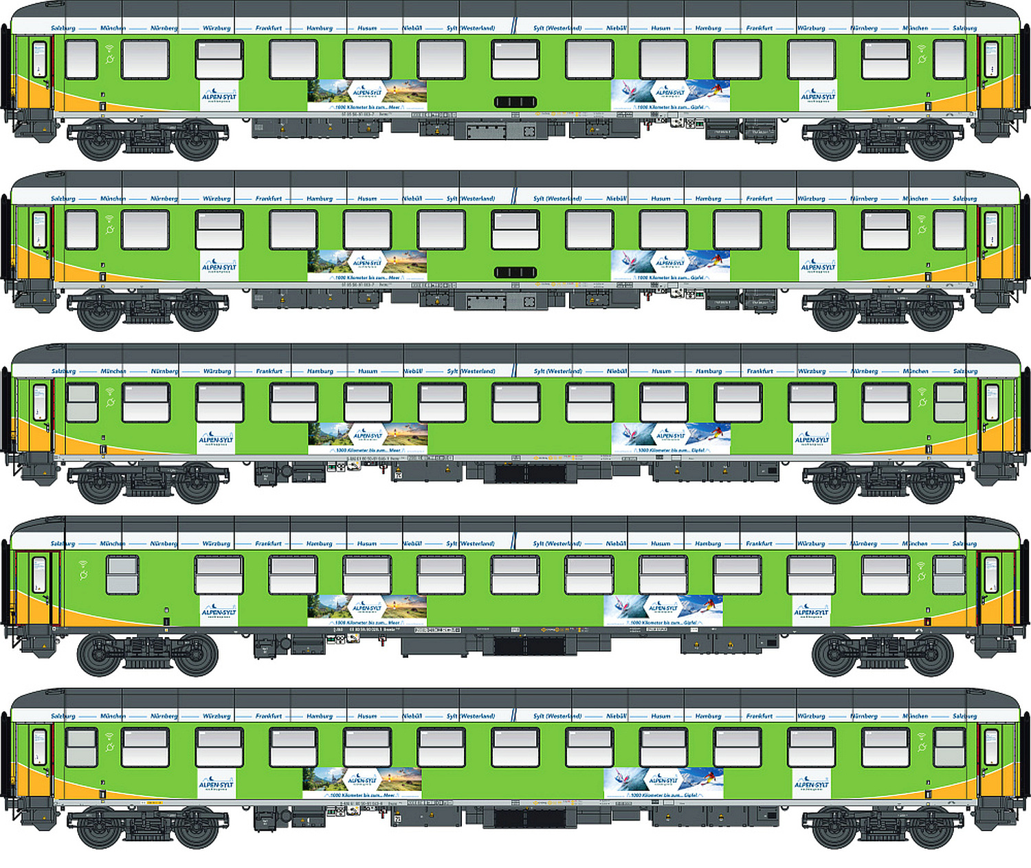 hobbytrain-personenwagen-alpen-sylt-express-5er-set-ep-vi-ac-spur-n image 1