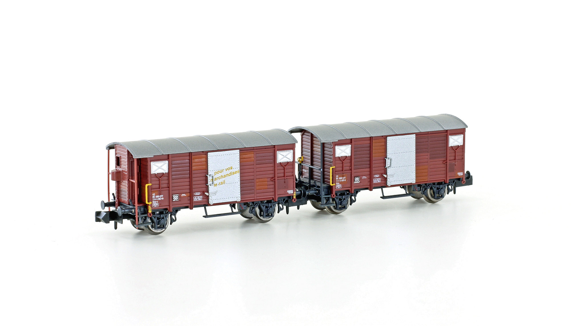 hobbytrain-k2-sbb-gedeckte-g-terwagen-spur-n-2er-set-ep-iv image 1