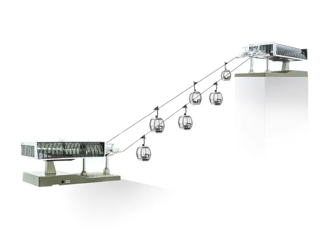 hobbytrain-d-line-seilbahn-h0-1-87-wei-grau-6-gondeln image 1