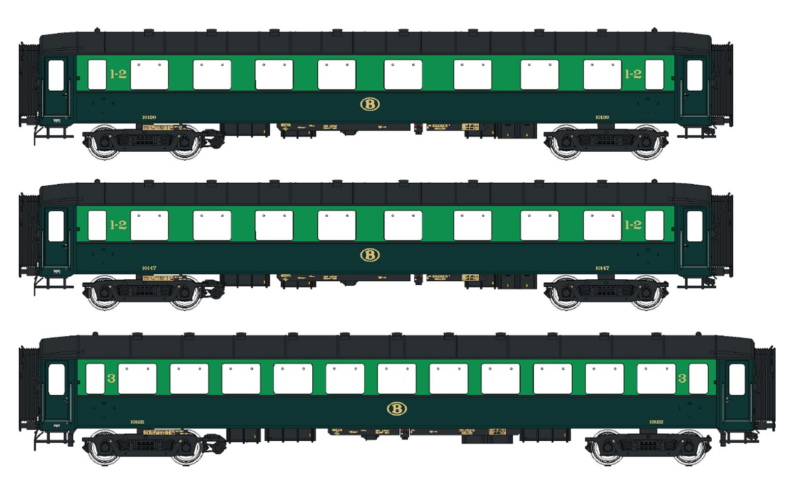 hobbytrain-personenwagen-i2-ab-ab-c-sncb-ep-iiia-3er-set-spur-n image 1