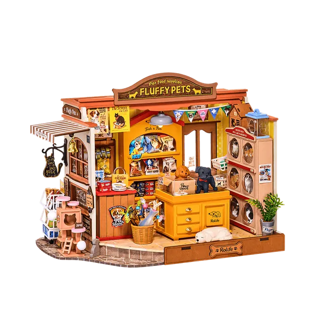 robotime-dg185-fluffy-friends-store-holzbausatz-miniatur image 1