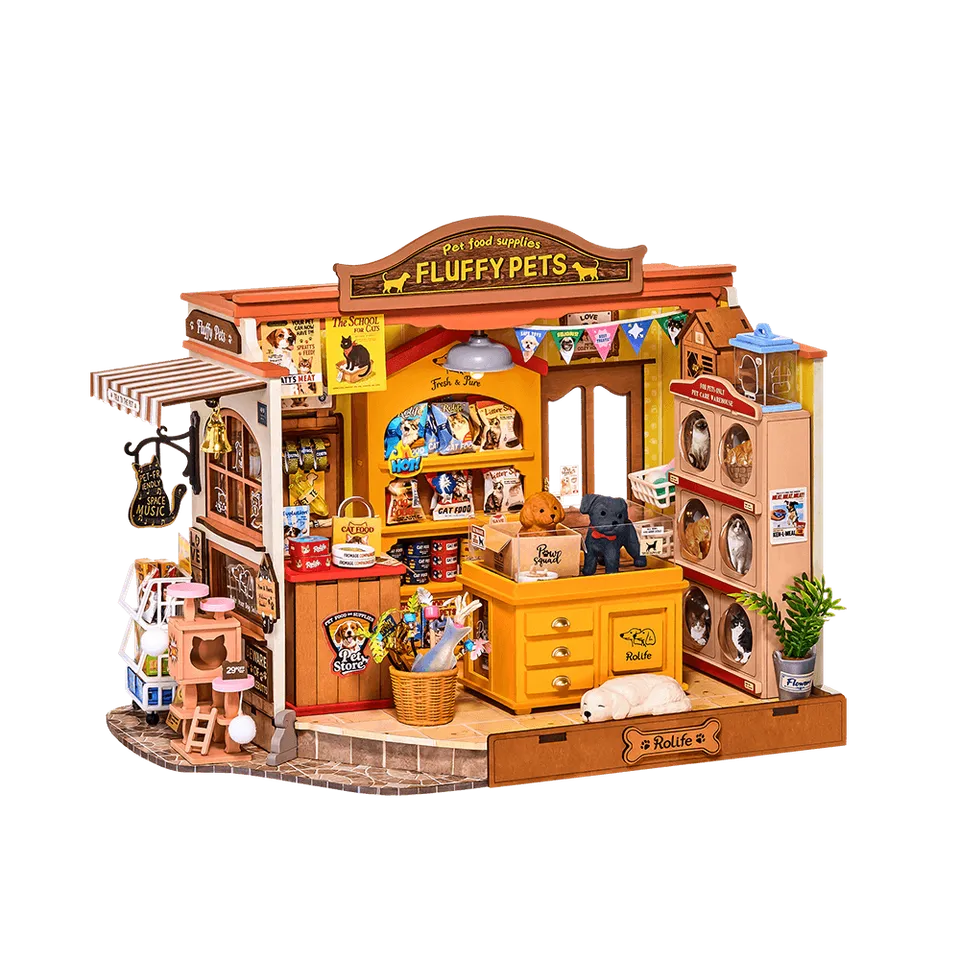 robotime-dg185-fluffy-friends-store-holzbausatz-miniatur image 1