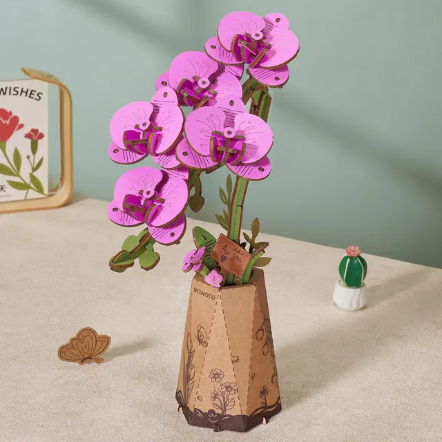 rowood-tw091-orchidee-holzbausatz-blumenstrau image 1