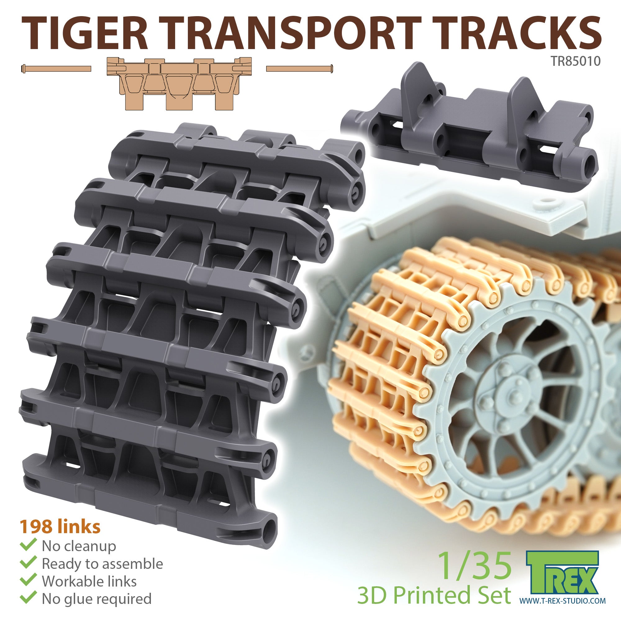 t-rex-85010-tiger-tracks-kettensatz-1-35-transport-ww2 image 1