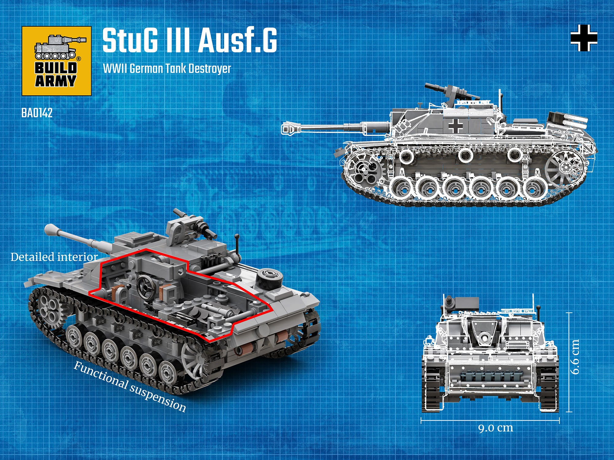 build-army-ba0142-stug-iii-ausf-g-klemmbausteine-613-teile image 3