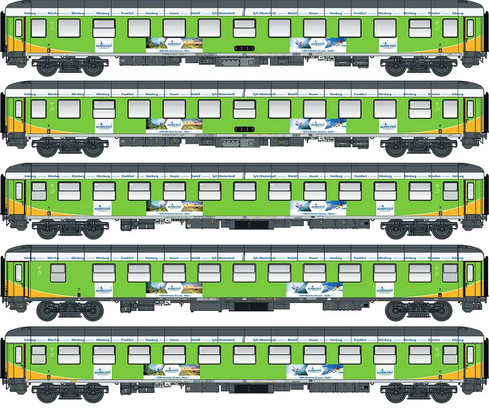 hobbytrain-personenwagen-alpen-sylt-express-5er-set-ep-vi-ac-spur-n image 1