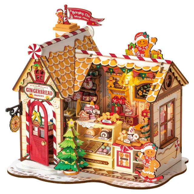 robotime-dg176-lebkuchenhaus-3d-holzpuzzle-diorama image 1