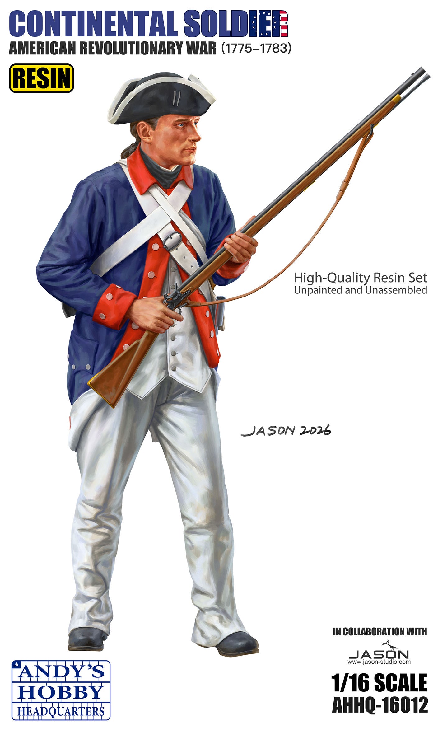andy-s-16012-continental-army-soldat-resin-figur-1-16 image 1