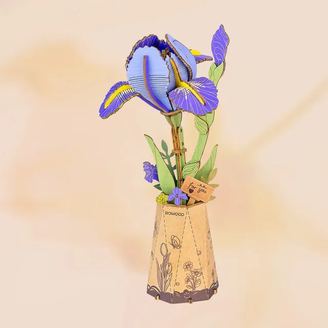 rowood-tw121-blumenstrau-lila-iris-holzbausatz image 1