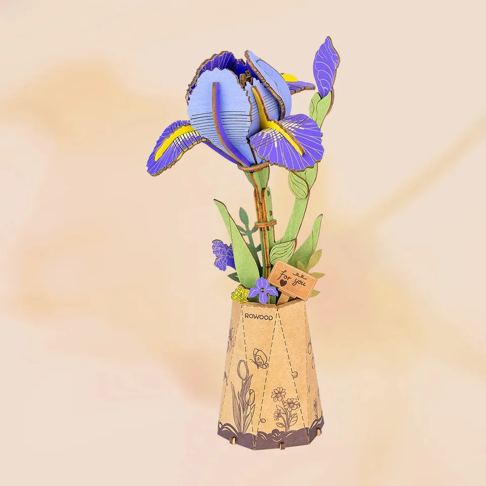rowood-tw121-blumenstrau-lila-iris-holzbausatz image 1
