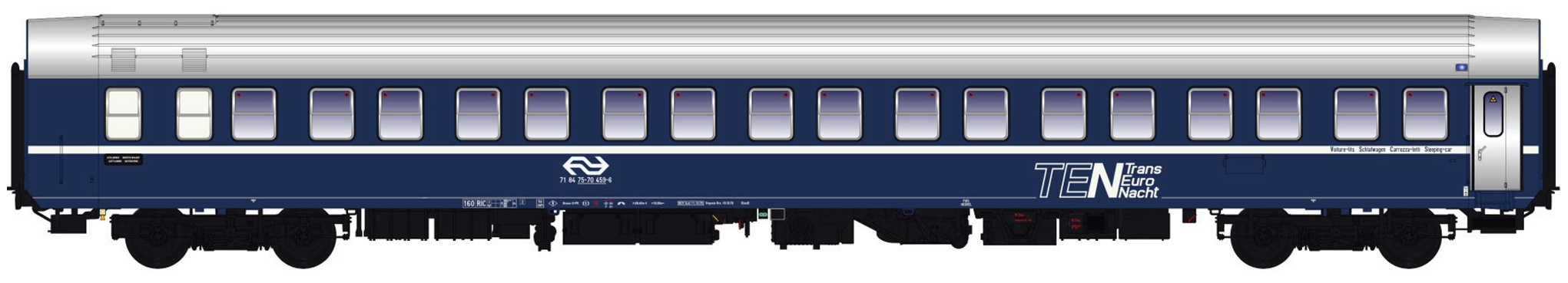 hobbytrain-personenwagen-t2s-schlafwagen-ns-blau-silber image 1