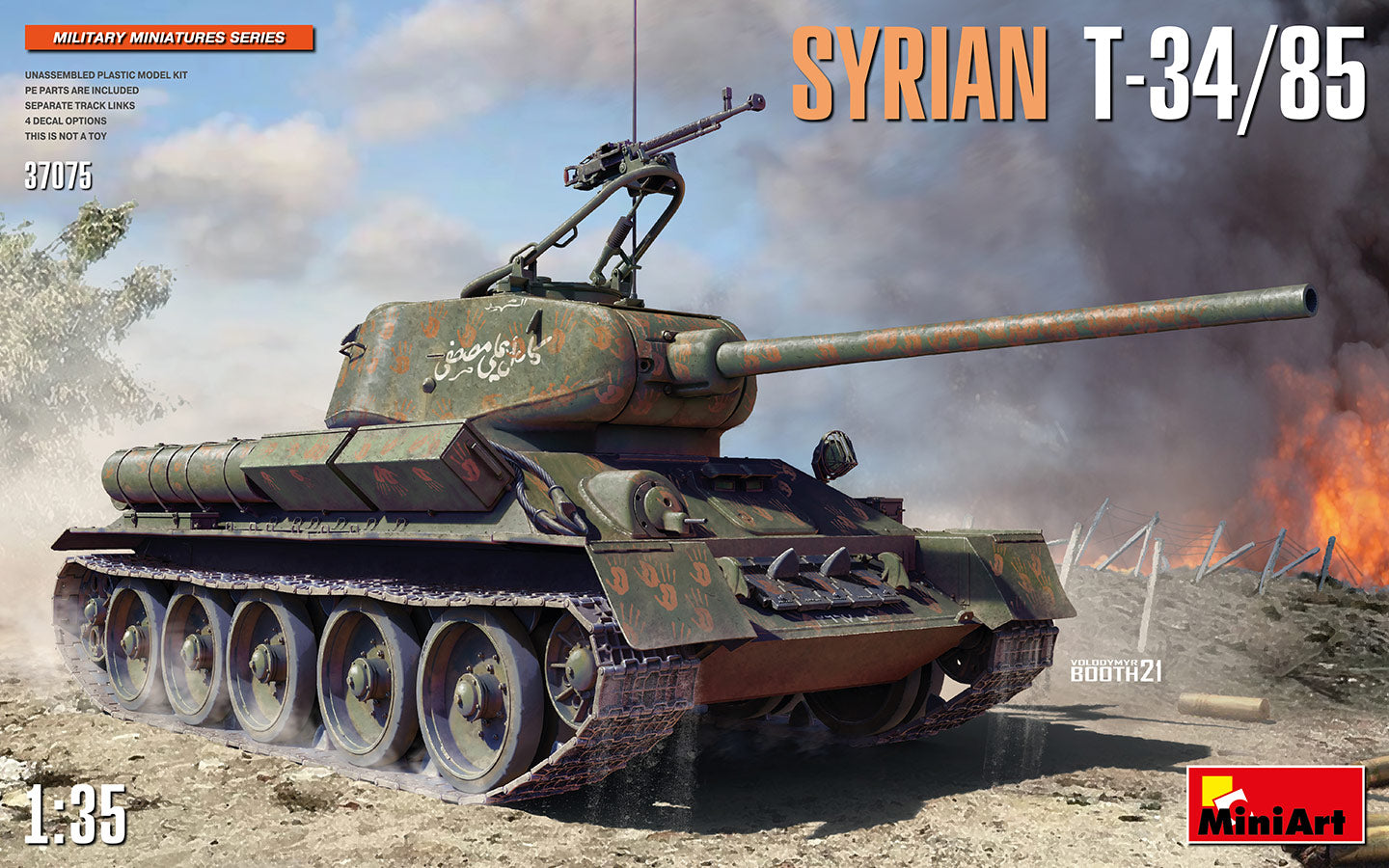 miniart-37075-t-34-85-1-35-panzer-bausatz-syrien image 1