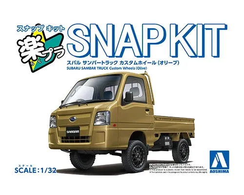 aoshima-subaru-sambar-truck-custom-olive-1-32-snap-kit image 1
