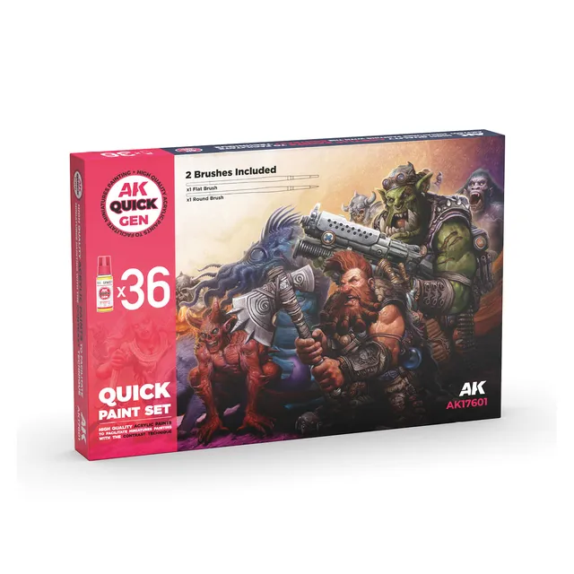 ak-interactive-quick-gen-quick-paint-farbset-36-farben-2-pinsel image 1
