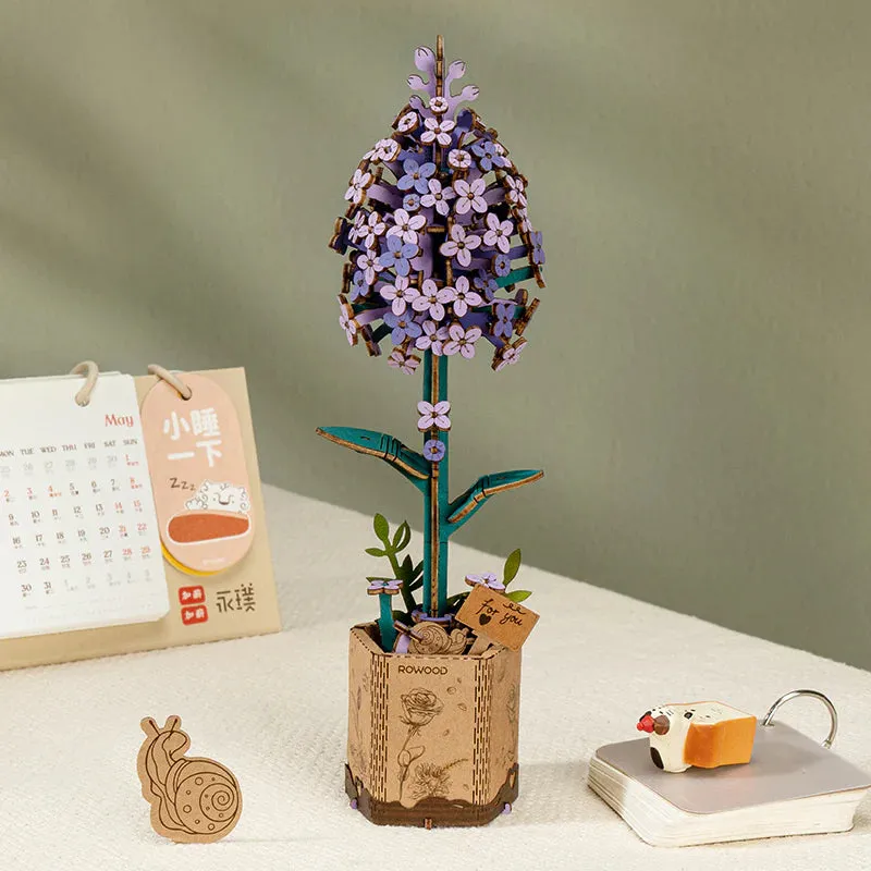 robotime-tw021-rowood-blumenstrau-holz-flieder-lilac image 1