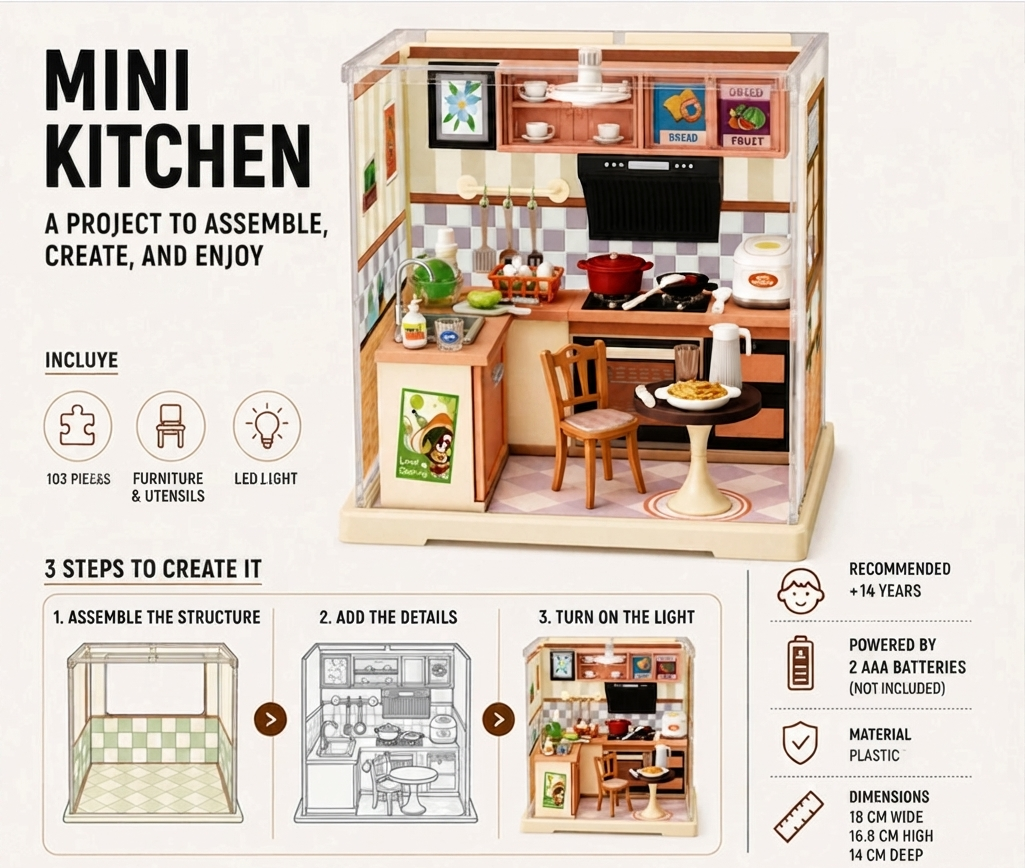 aierbaoli-delicious-moments-miniatur-k-che-diorama-103-teile-led image 7