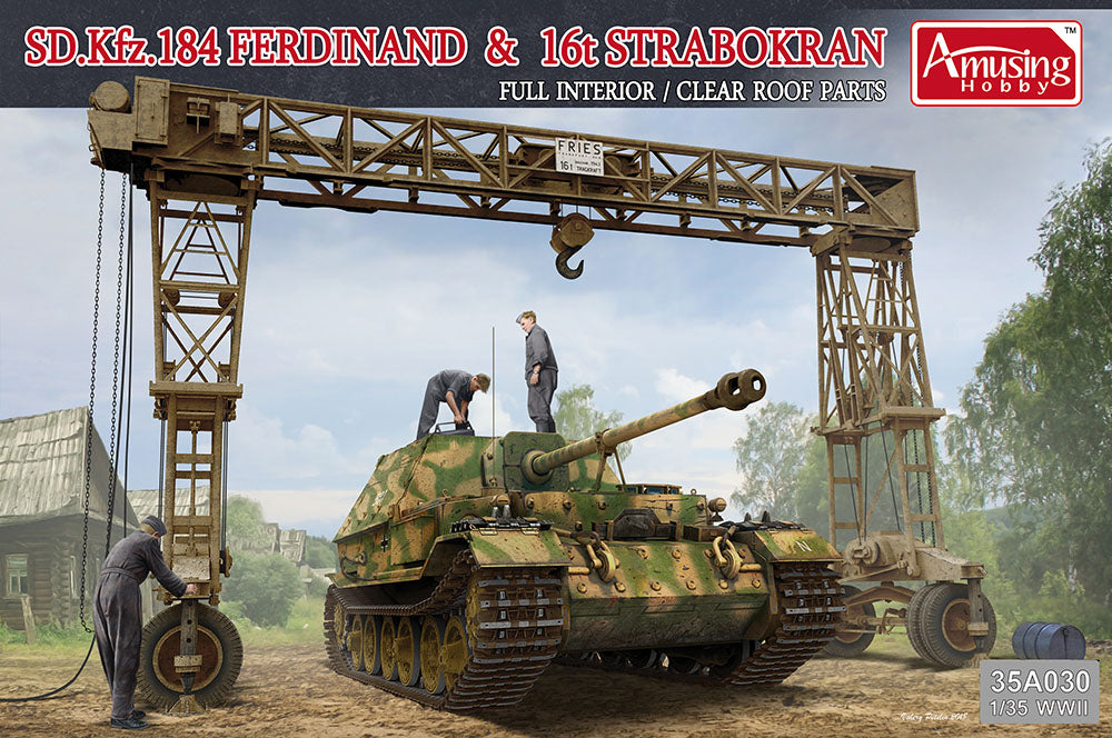 amusing-hobby-35a030-sd-kfz-184-ferdinand-panzermodell-1-35-mit-strabokran image 1