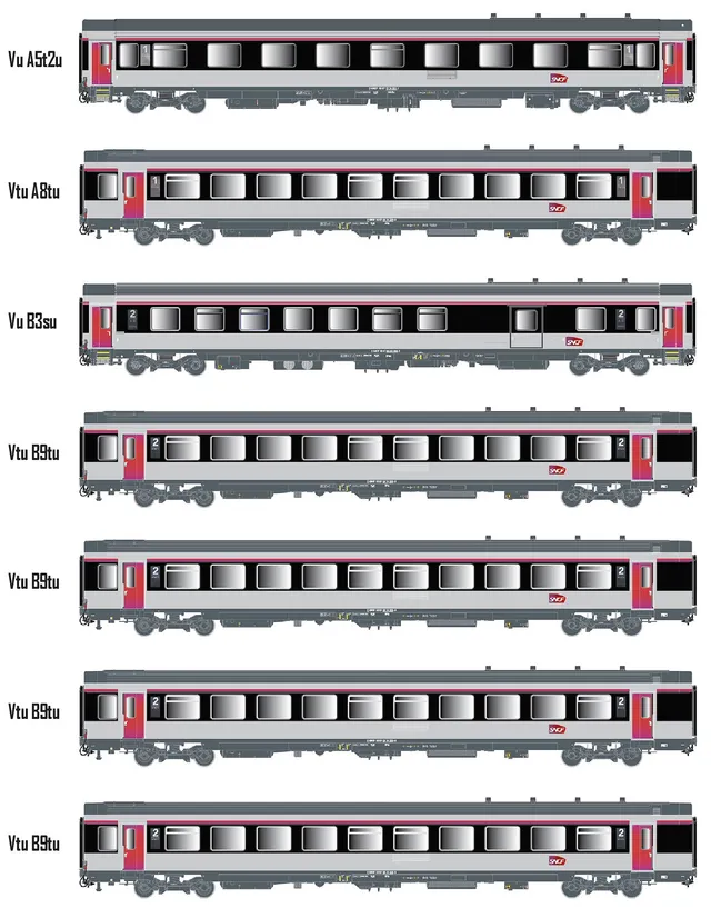 hobbytrain-vtu-sncf-personenwagen-7er-set-teoz-beleuchtung image 1