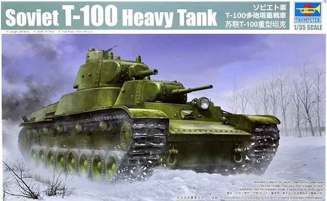 trumpeter-09590-1-35-soviet-t-100-panzer-bausatz-heavy-tank image 1