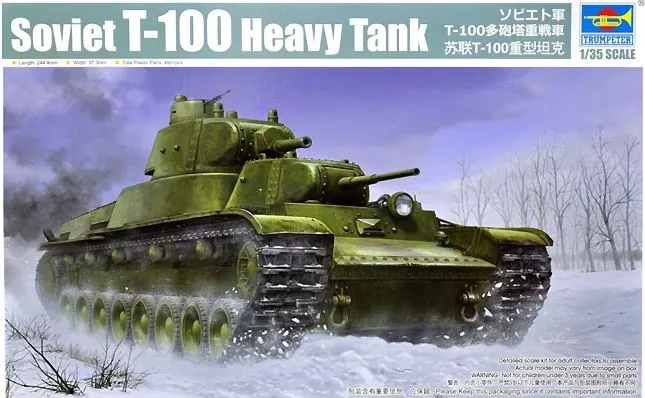trumpeter-09590-1-35-soviet-t-100-panzer-bausatz-heavy-tank image 1