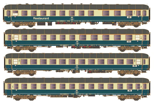 hobbytrain-d-351-personenwagen-4er-set-b-db-ep-iva-ozeanblau image 1