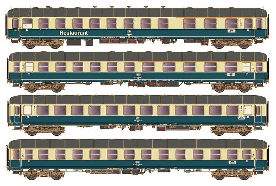 hobbytrain-d-351-personenwagen-4er-set-b-db-ep-iva-ozeanblau image 1