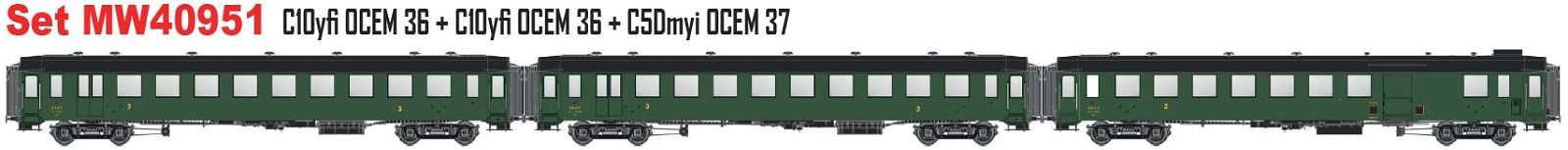 hobbytrain-ocem-personenwagen-3er-set-sncf-ep-iiia-gr-n image 1
