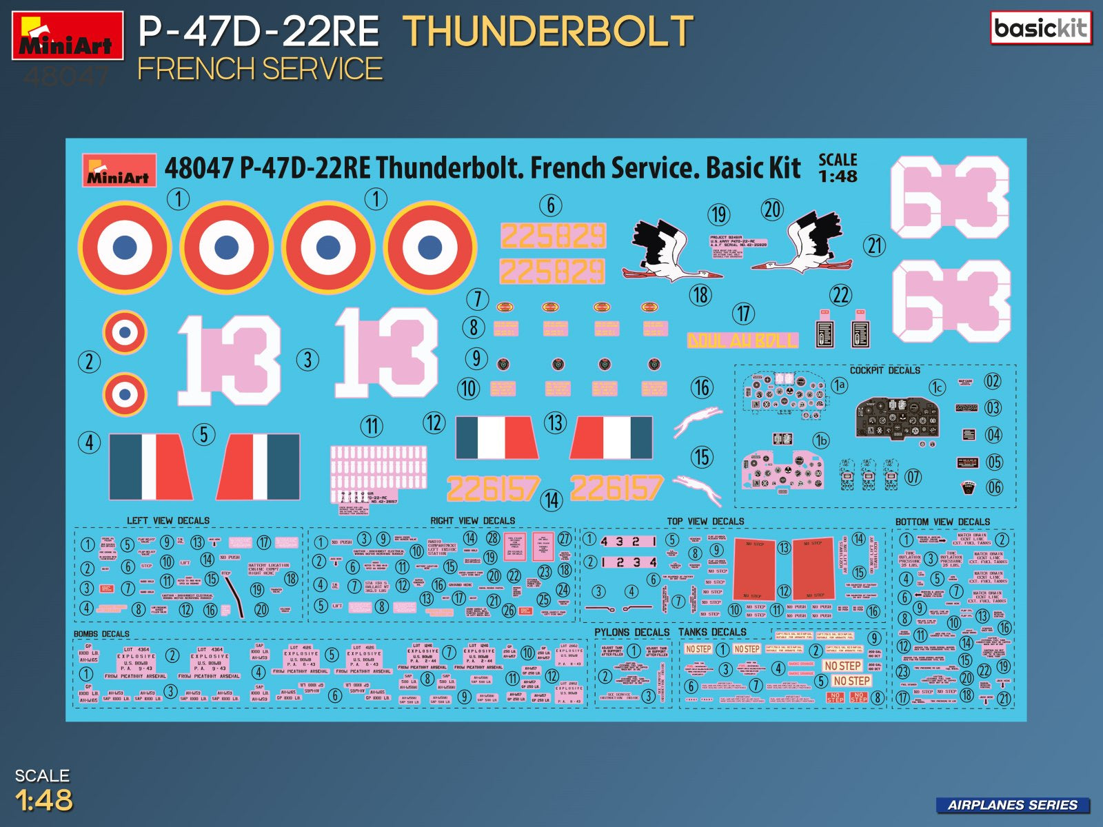 miniart-48047-p-47d-22re-thunderbolt-flugzeugmodell-1-48-frankreich image 2